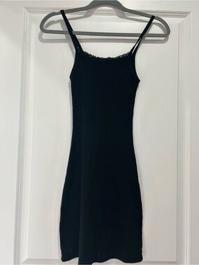 Brandy Melville Black Lace-Trim Mini Slip Dress